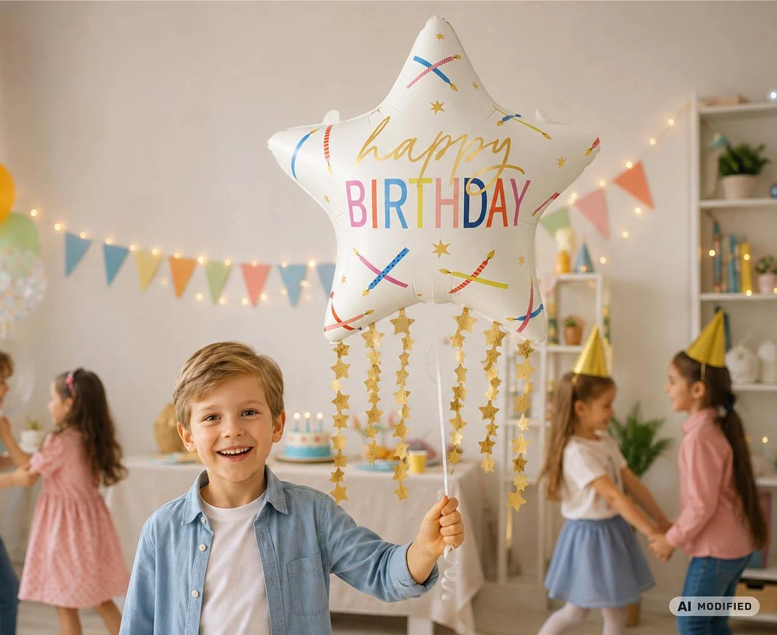 Balon foliowy Gwiazdka 'Happy Birthday' 56x85 cm