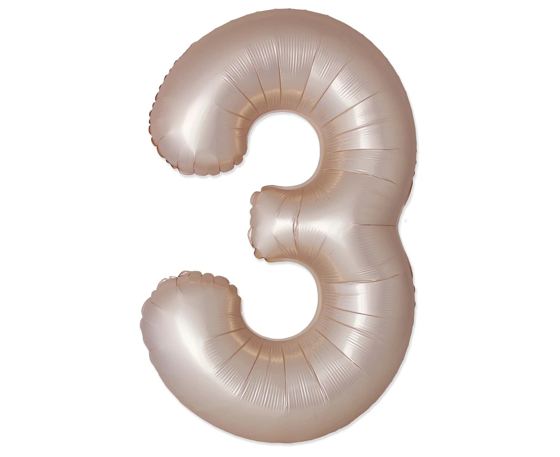 Balon foliowy 30" FX - Cyferka 3 Matowy Złoty Starlight, niepakowany