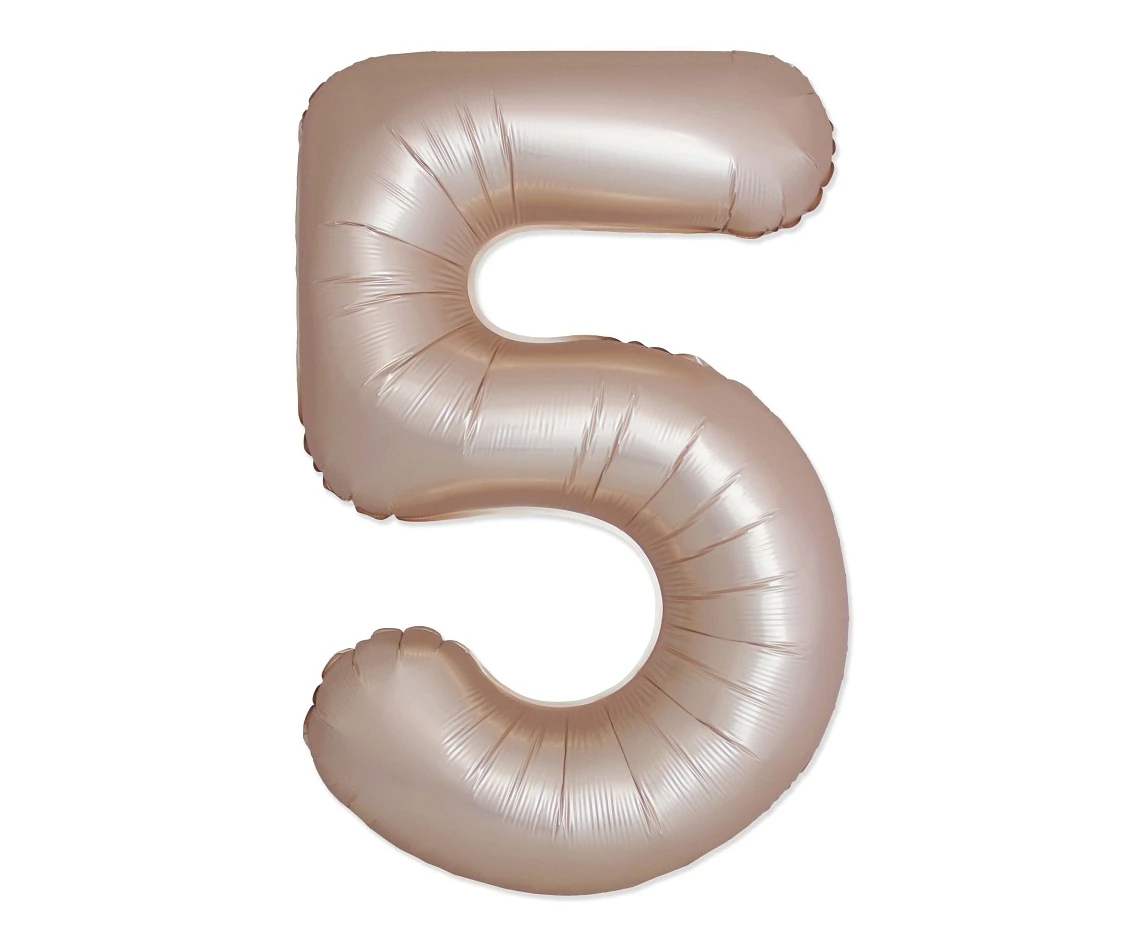 Balon foliowy 30" FX - Cyferka 5 Matowy Złoty Starlight, niepakowany