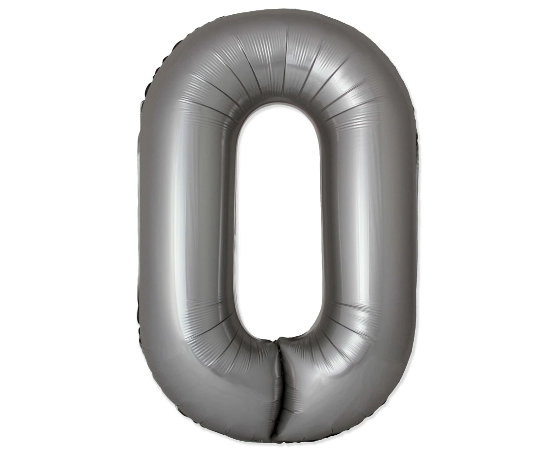 Balon foliowy 30" FX - Cyferka 0 Matowy Srebrny Moonlight, niepakowany