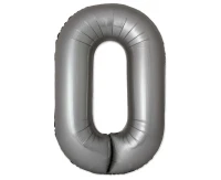 Balon foliowy 30" FX - Cyferka 0 Matowy Srebrny Moonlight, niepakowany