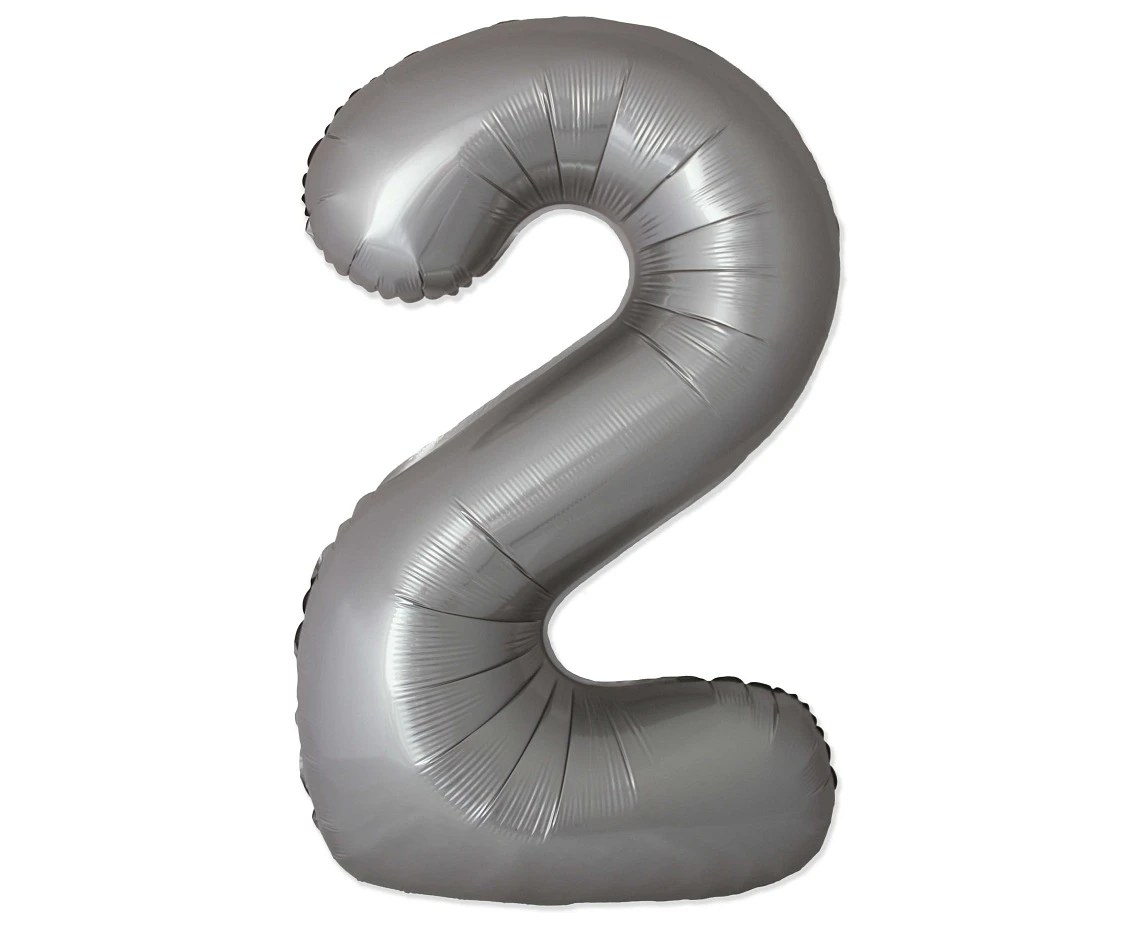 Balon foliowy 30" FX - Cyferka 2 Matowy Srebrny Moonlight, niepakowany