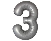 Balon foliowy 30" FX - Cyferka 3 Matowy Srebrny Moonlight, niepakowany