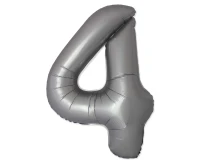 Balon foliowy 30" FX - Cyferka 4 Matowy Srebrny Moonlight, niepakowany