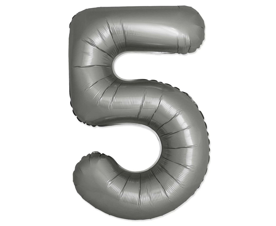 Balon foliowy 30" FX - Cyferka 5 Matowy Srebrny Moonlight, niepakowany