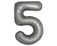 Balon foliowy 30" FX - Cyferka 5 Matowy Srebrny Moonlight, niepakowany