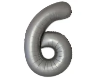 Balon foliowy 30" FX - Cyferka 6 Matowy Srebrny Moonlight, niepakowany