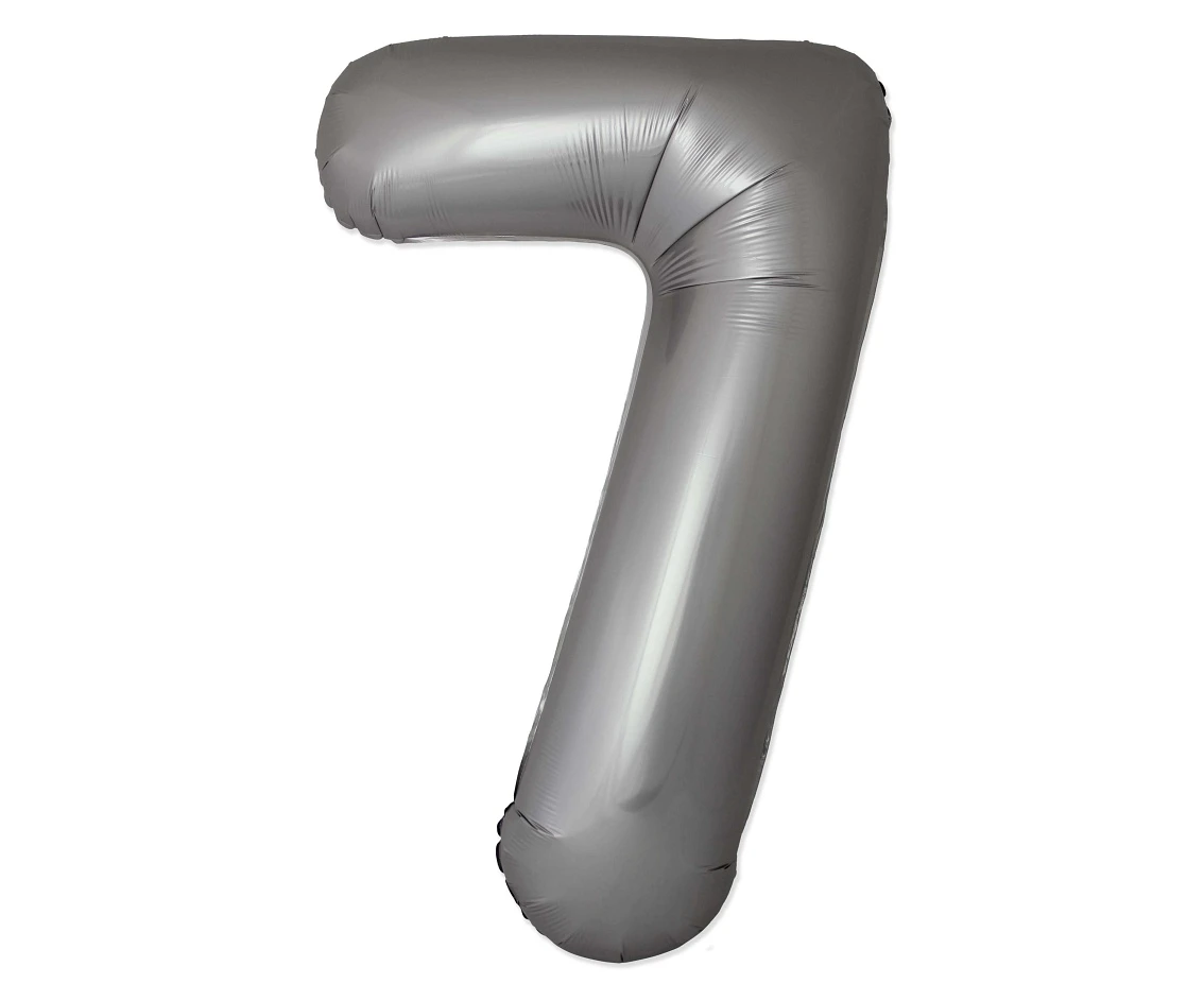 Balon foliowy 30" FX - Cyferka 7 Matowy Srebrny Moonlight, niepakowany