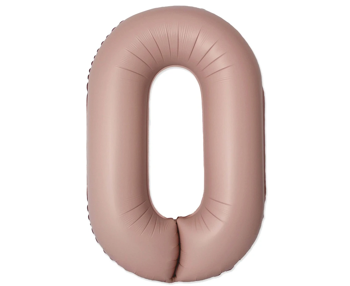 Balon foliowy 30" FX - Cyferka 0 Matowy Różowy Vintage Rose, niepakowany