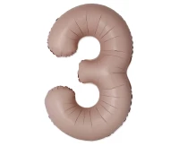 Balon foliowy 30" FX - Cyferka 3 Matowy Różowy Vintage Rose, niepakowany