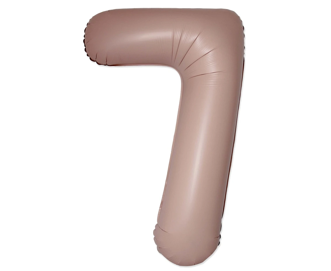 Balon foliowy 30" FX - Cyferka 7 Matowy Różowy Vintage Rose, niepakowany