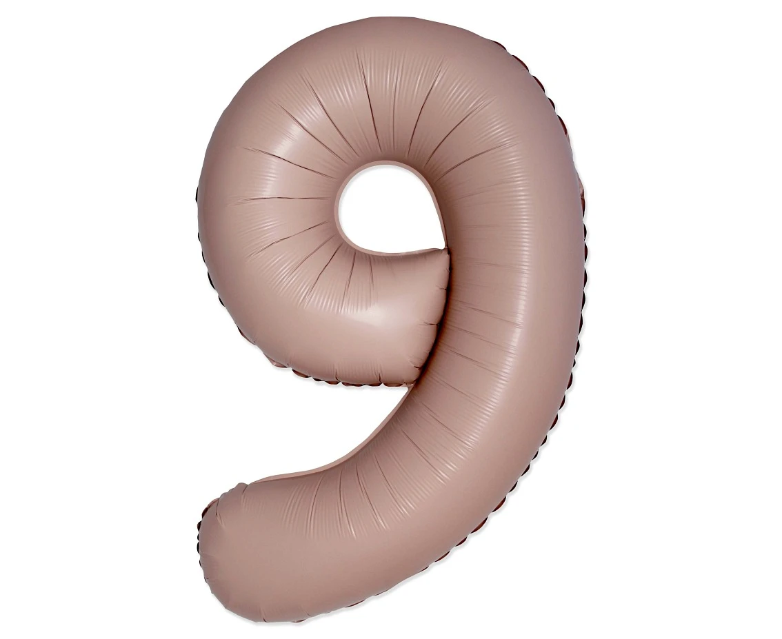 Balon foliowy 30" FX - Cyferka 9 Matowy Różowy Vintage Rose, niepakowany