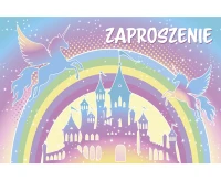 Zaproszenie Tęczowy zamek i Jednorożce, 10 szt.