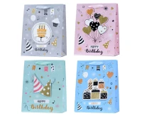 Torebka prezentowa "Happy Birthday" matowa z brokatem 26x32x23 cm, 1 szt.