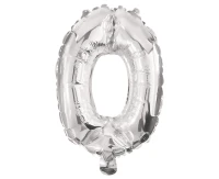 Balon foliowy Cyfra 0, srebrna, 85 cm