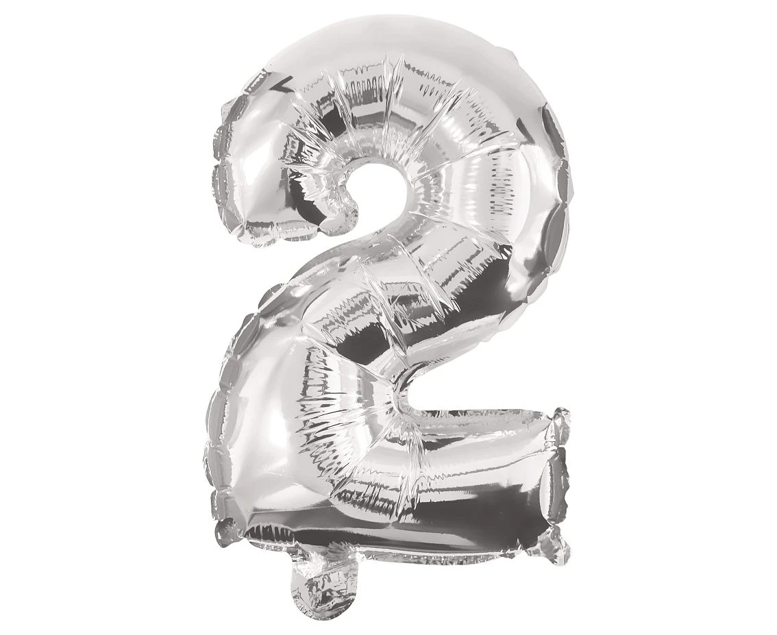 Balon foliowy Cyfra 2, srebrna, 85 cm