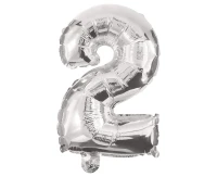 Balon foliowy Cyfra 2, srebrna, 85 cm