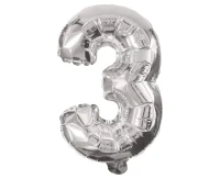Balon foliowy Cyfra 3, srebrna, 85 cm