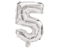 Balon foliowy Cyfra 5, srebrna, 85 cm