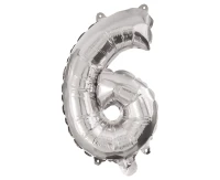 Balon foliowy Cyfra 6, srebrna, 85 cm