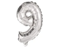 Balon foliowy Cyfra 9, srebrna, 85 cm