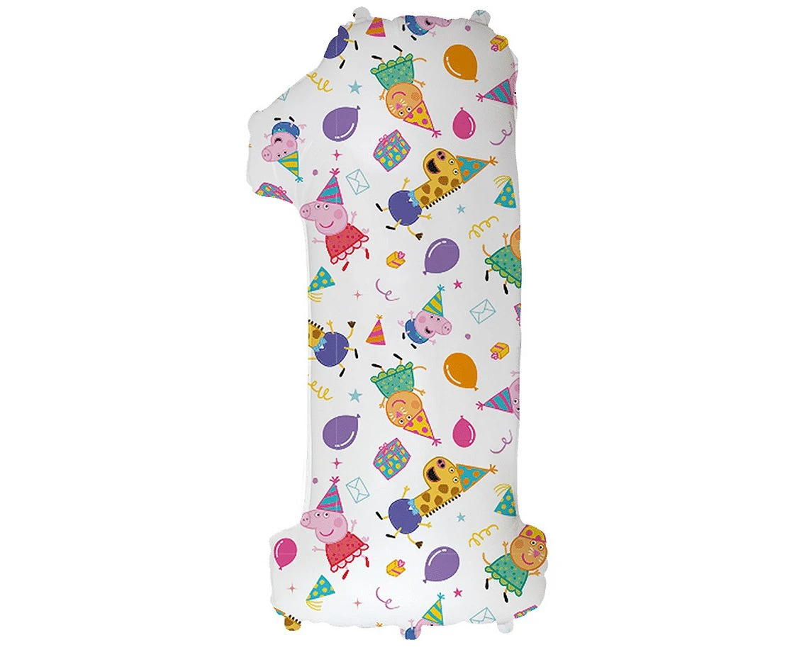 Balon foliowy FX - Number 1 Peppa Pig, 102 cm, niepakowany