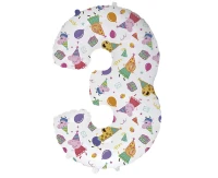 Balon foliowy FX - Cyfra 3 Peppa Pig, 102 cm, pakowany