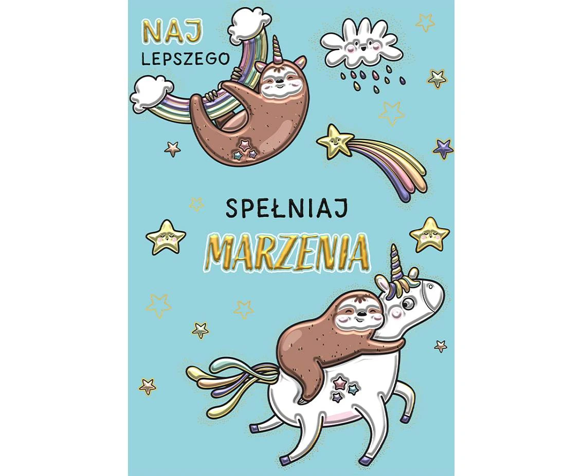 Kartka okolicznościowa  A5 Leniwce na Tęczach , 1 szt.