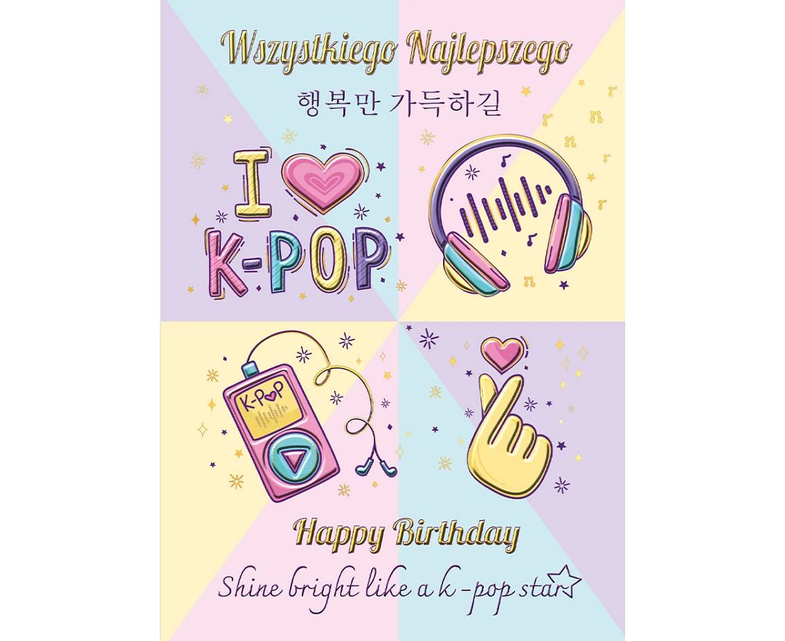 Kartka okolicznościowa B6 I love K-POP MIX , 1 szt.