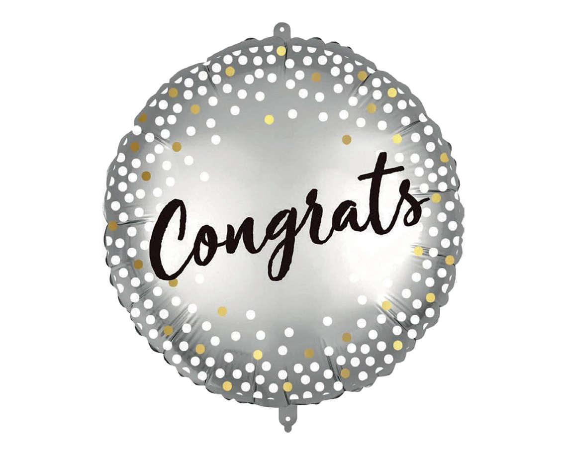 Balon foliowy 18'' Congrats Metallic Spots, 1 szt.