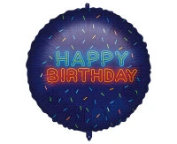 Balon foliowy 18'' Happy Birthday Neon, 1 szt.