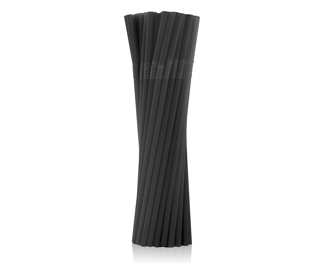 Rurki (słomki) łamane wielokrotnego użytku, czarne 5x210mm/ 500 szt.