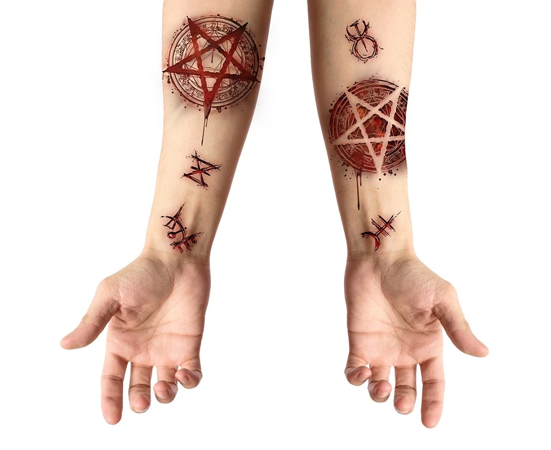 Tatuaże zmywalne satanistyczne, 30×13 cm