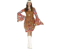 Strój Hippie, rozm. 42–44 (L) (kamizelka, opaska, sukienka)