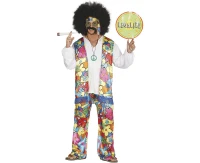 Strój Tęczowy Hippie, rozm. 52–54 (L) (kamizelka, opaska, spodnie, koszula)