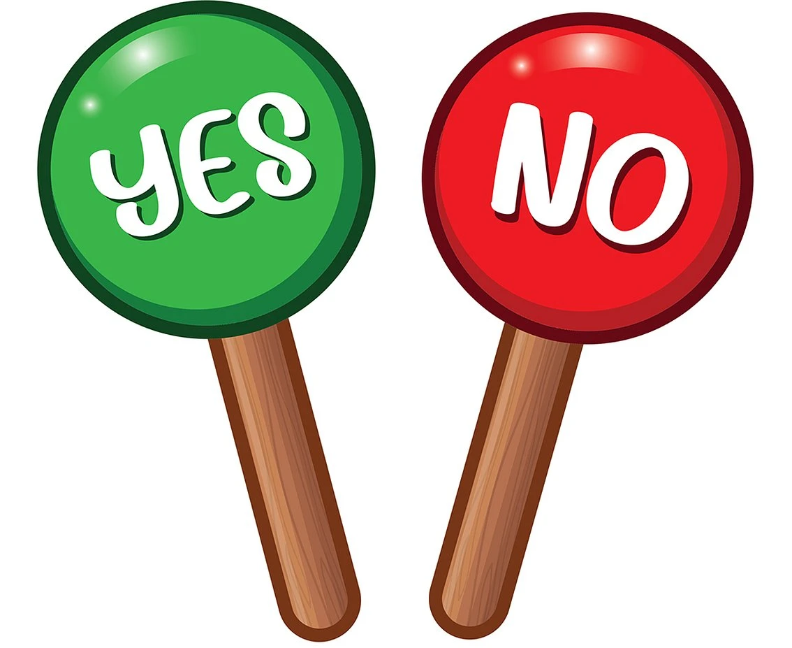 Znak YES OR NO, 13x25 cm