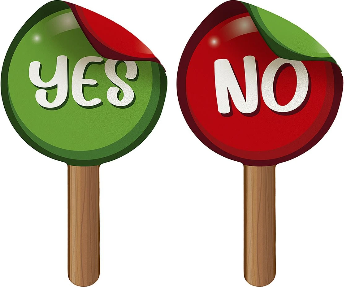 Znak YES OR NO, 13x25 cm