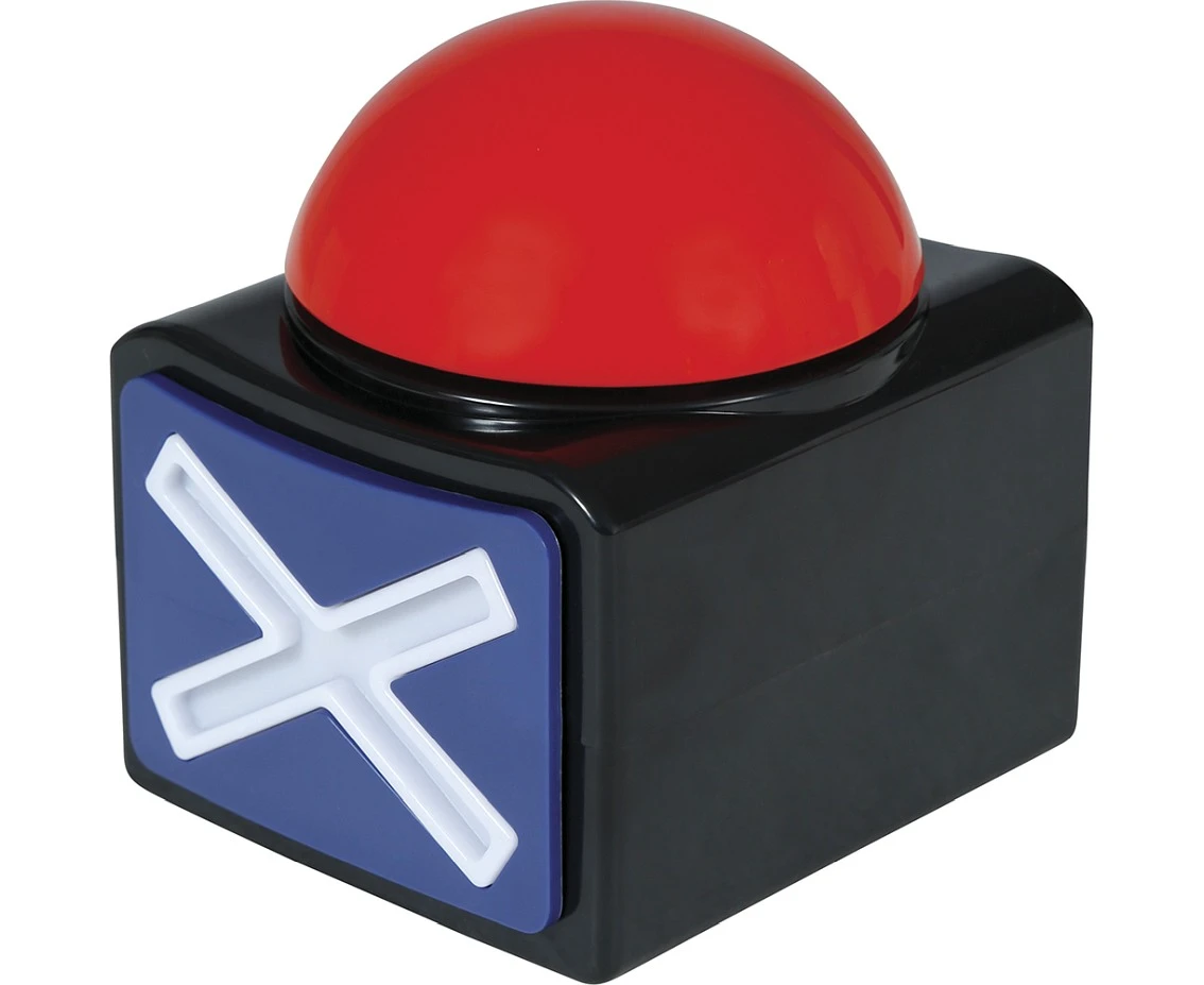 Czerwony buzzer do gier i quizów ze światłem i dźwiękiem (10x8 cm)