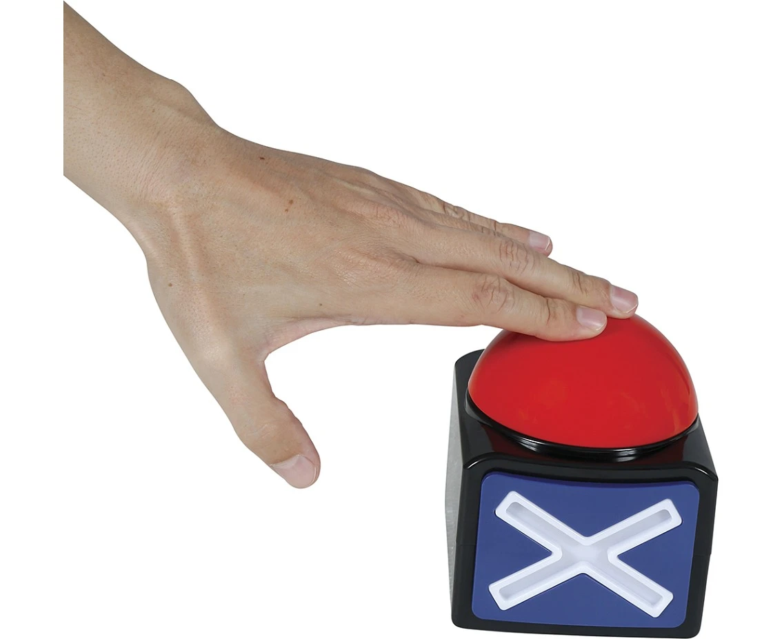 Czerwony buzzer do gier i quizów ze światłem i dźwiękiem (10x8 cm)