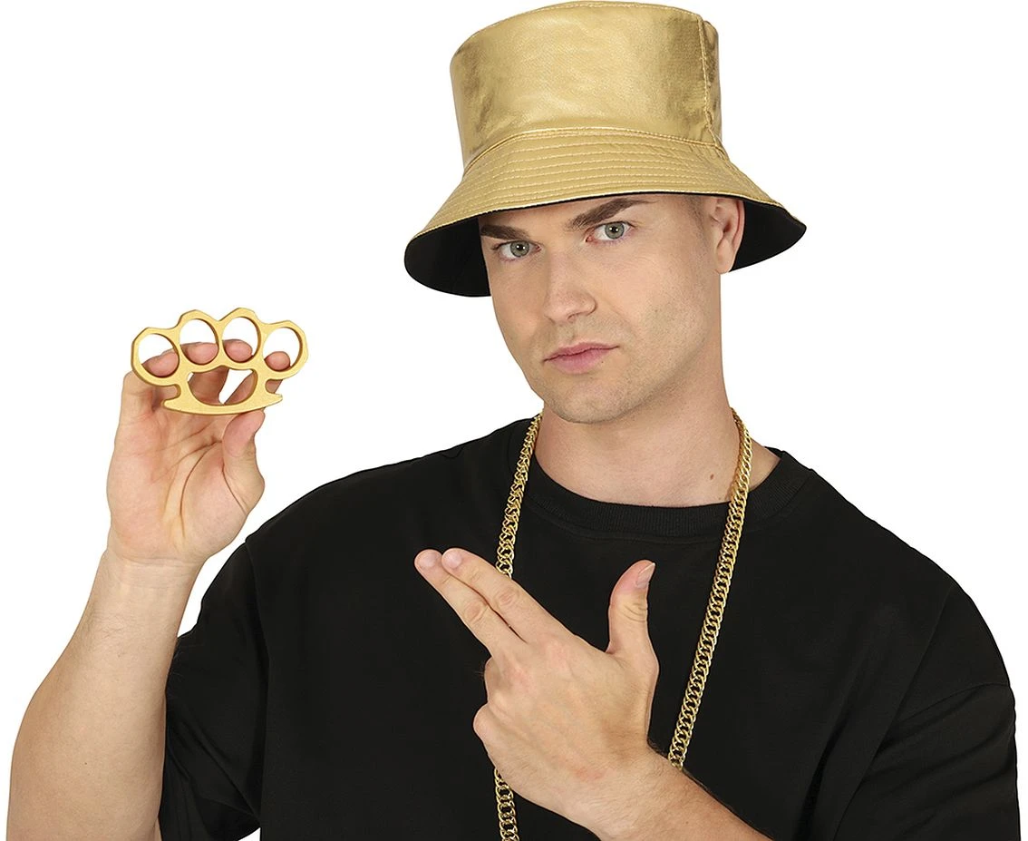 Kastet złoty, przebranie hiphop, raper, 10.5 cm