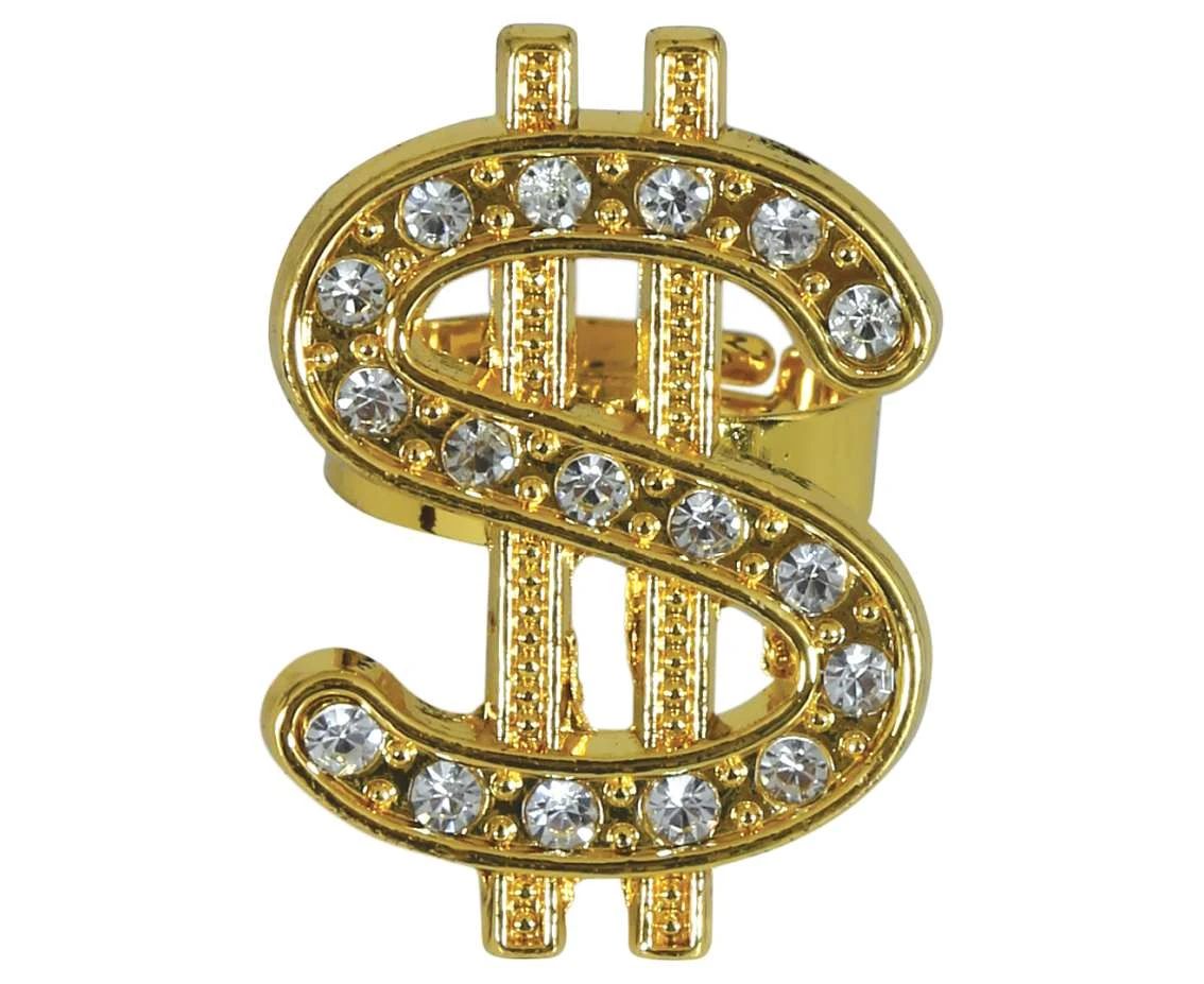 Pierścień „dollar”, metaliczny, 3 cm