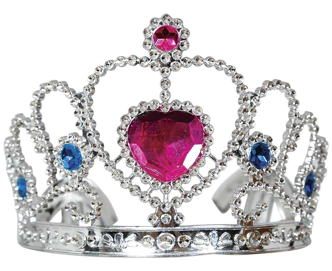 Tiara srebrna z różowym sercem