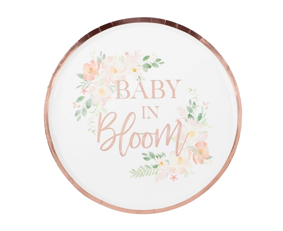 Talerzyki papierowe Floral baby in Bloom, 24 cm, 8 szt. KK