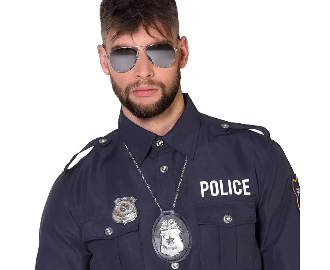 Zestaw dla dorosłych Policjant ( okulary, wisiorek, odznaka)