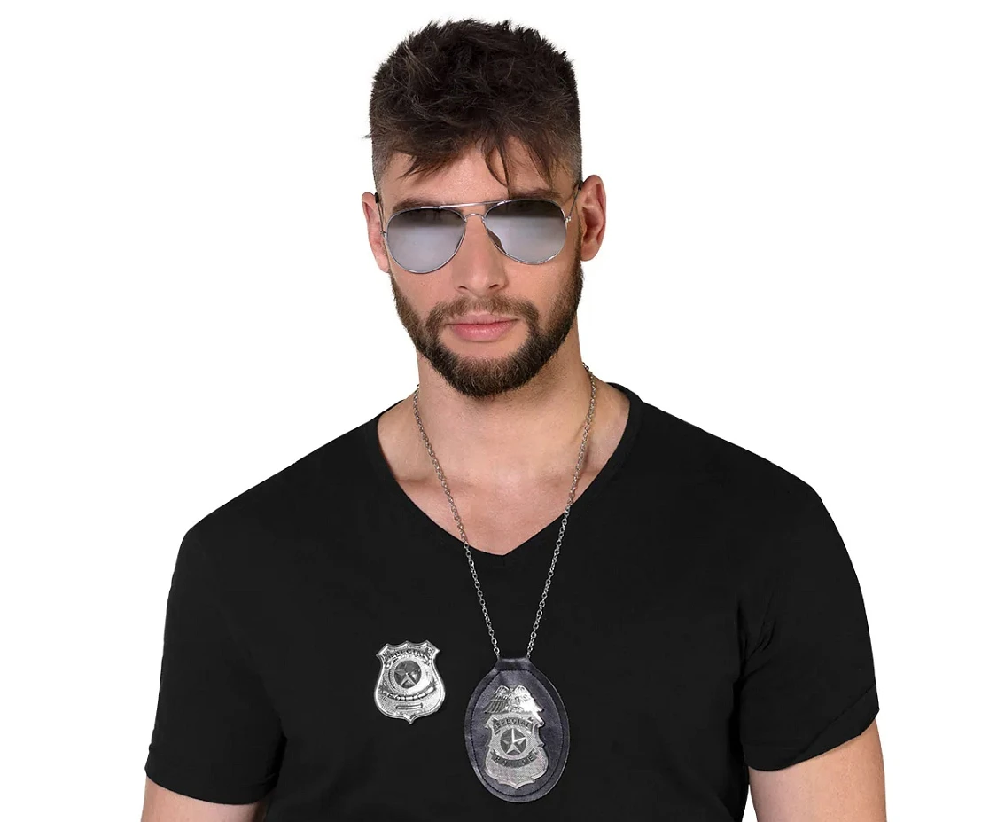 Zestaw dla dorosłych Policjant ( okulary, wisiorek, odznaka)