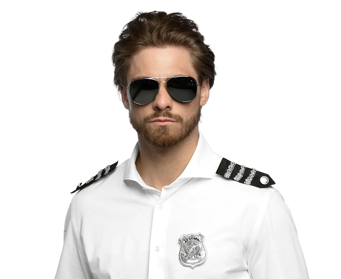 Zestaw dla dorosłych Policjant (okulary, odznaka, pagony)