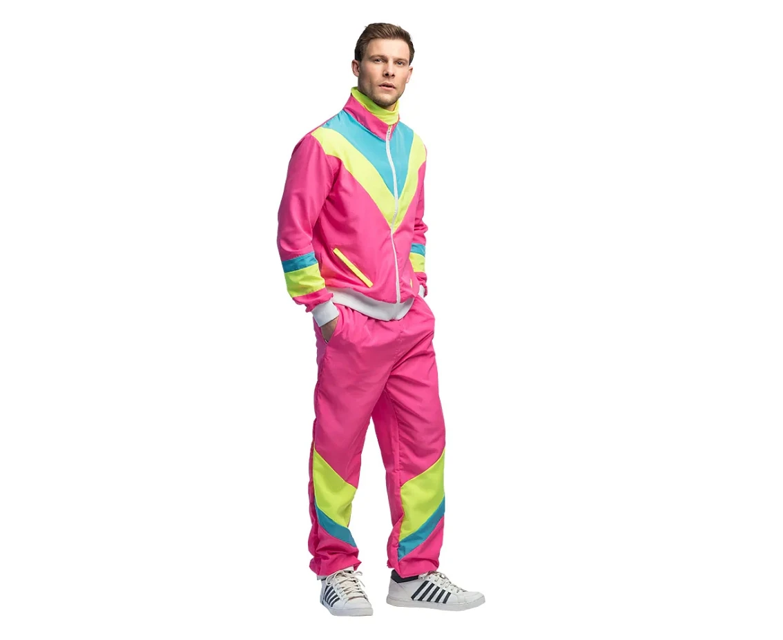 Dres męski neonowy różowy Retro, rozm. L