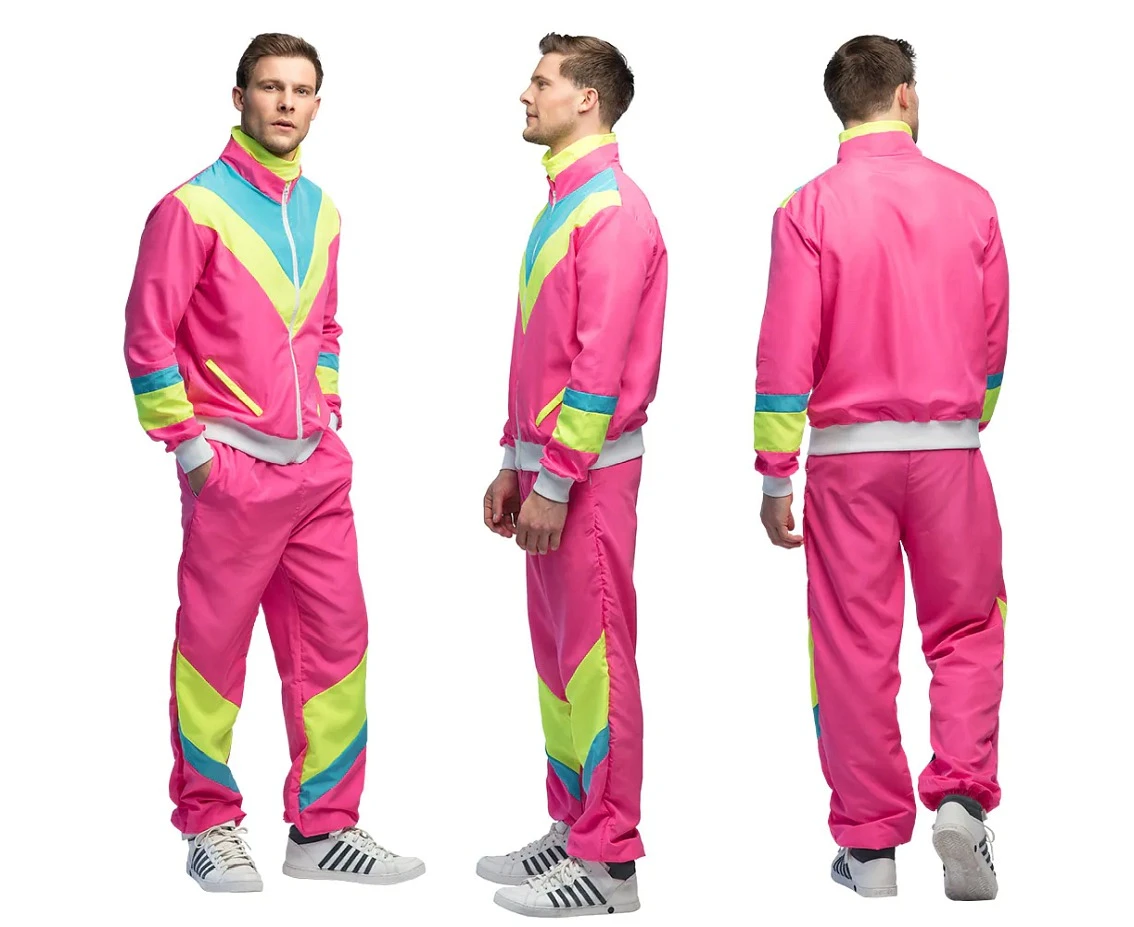 Dres męski neonowy różowy Retro, rozm. L