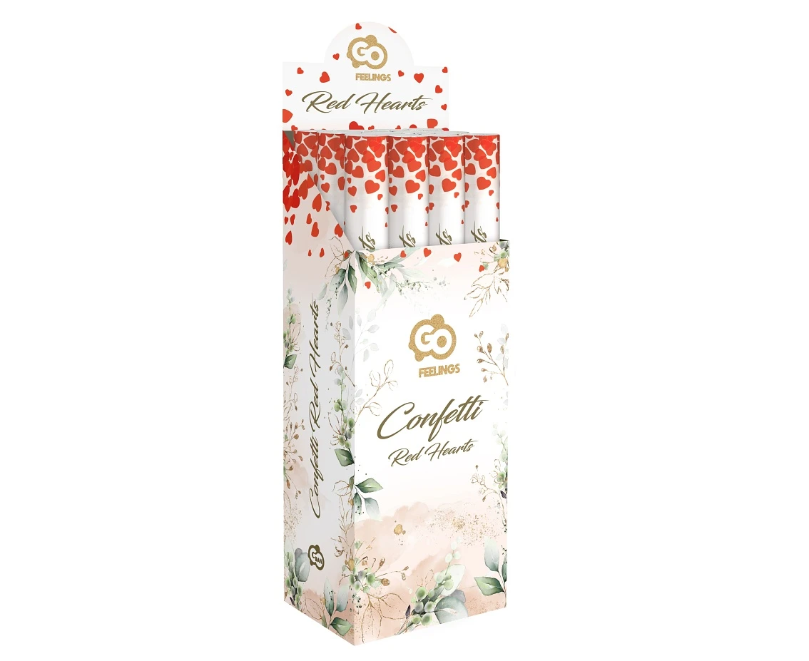 Konfetti pneumatyczne - Serca czerwone, papierowe / 60 cm