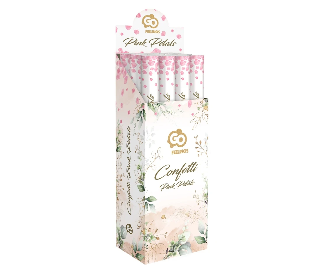 Konfetti pneumatyczne - Płatki róż, różowe, tekstylne / 60 cm